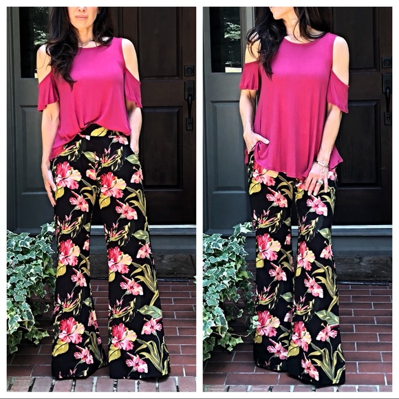 Tops - Dark plum/red  cold shoulder round hem top